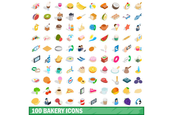 100 Bakery Icons Set, Isometric 3d Style: A Practical Evaluation for Designers