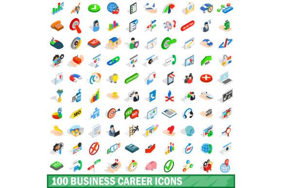 100 Business Career Icons Set, Isometric: A Visual Guide for Modern Design