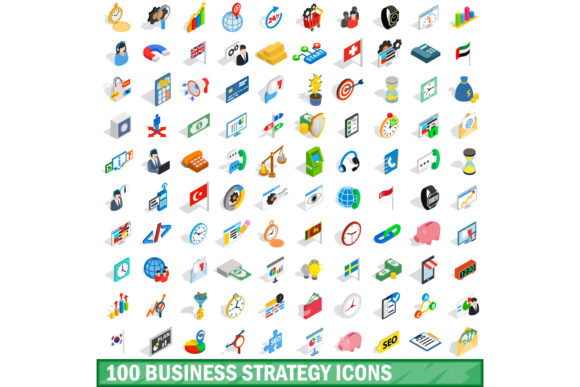 100 Business Strategy Icons Set for Modern Design