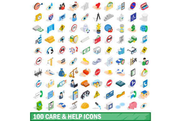 100 Care and Help Icons Set for Any Design