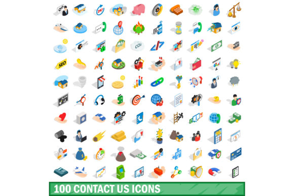 100 Contact Us Icons Set: Elevate Your Digital Communication with Isometric 3D Design