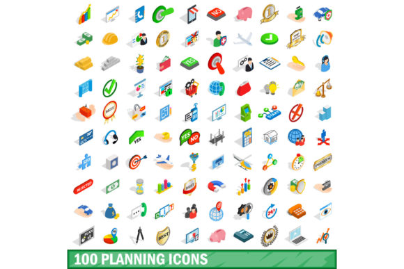100 Planning Icons Set for Any Design Vector Illustration