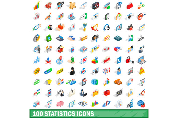 100 Statistics Icons Set: A Comprehensive Evaluation for Designers