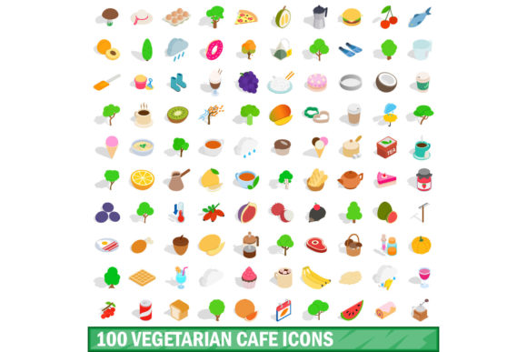 100 Vegetarian Cafe Icons Set, Isometric: A Comprehensive Design Evaluation