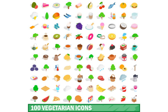 100 Vegetarian Icons Set for Modern Design