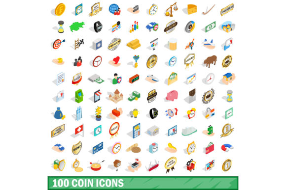 Elevate Your Visual Projects with the 100 Coin Icons Set in Isometric 3D Style