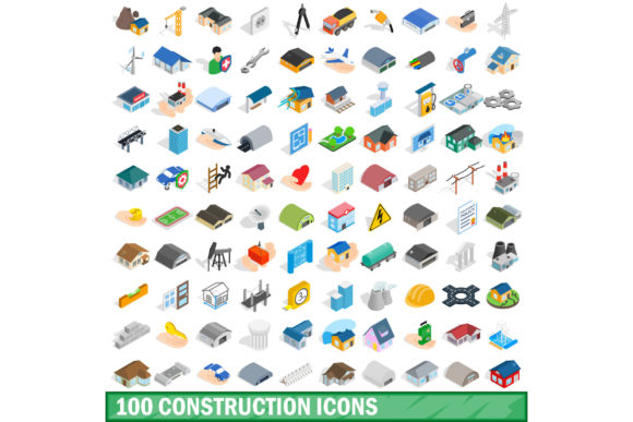 Elevating Visual Narratives: The Strategic Value of the 100 Construction Icons Set, Isometric 3d