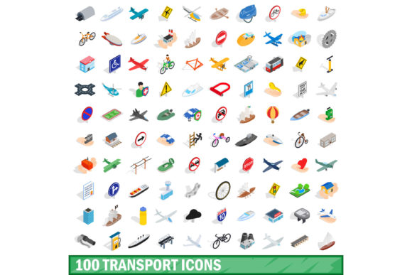 Elevating Visual Narratives with the 100 Transport Icons Set in Isometric 3D Style