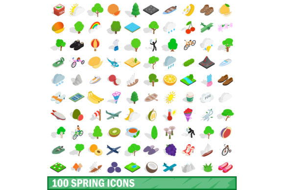 Revitalize Your Design Projects with the 100 Spring Icons Set in Isometric 3D Style