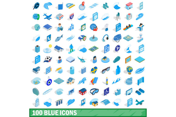 Transforming Digital Design with the 100 Blue Icons Set in Isometric 3D Style